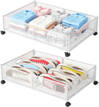 Gawerk Under Bed Storage with Wheels, Foldable Metal Mesh Underbed Storage Container Bins, Tool-free Assembly Clothes Drawer Organizer, 2Pack by Gawerk