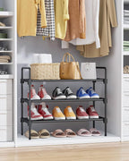 Kitsure Shoe Rack for Closet, Shoe Storage, 27.6" Wide - 3 Tiers, Black | Shoe Organizer for Closet, Entryway, Living Room, Space-Saving Shoe Shelf, Sturdy Zapateras Organizer - Image 4