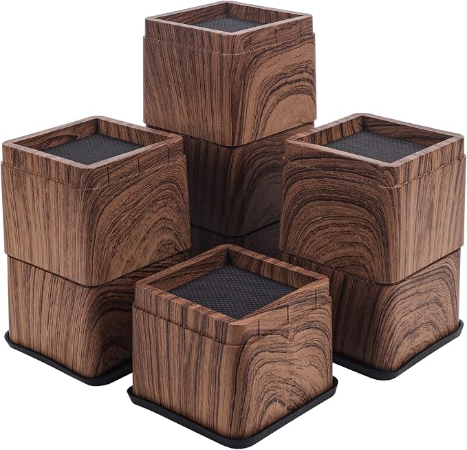 BTSD-home Wood Bed Risers 3 Inch, 8 Pack by BTSD-home