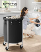 SONGMICS Laundry Basket with Wheels, 110L, Steel Frame, Removable Bag - Image 2