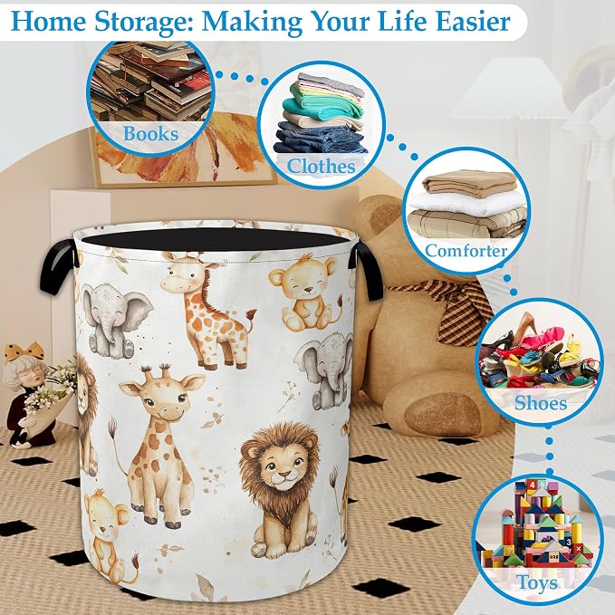 Wild Animal Forest Laundry Basket Collapsible Laundry Hamper, Oxford Cloth Storage Bin for Room/Bathroom/Bedroom/Dormitories 16" X 20.8" - Image 5