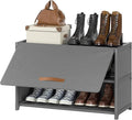 3 Tier Shoe Cabinet with Door, 12-Pair Storage, Grey | Compact for Small Closets, Holds Heels, Sneakers, Boots, Door for Dust Pet Protection, Quick Easy Set Up by UNITSTAGE