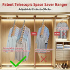 8 Pack Space Saving Hangers for Clothes, 6 to 9 Holes Expandable Heavy Duty Metal Hangers 80 Lbs Capacity, Magic Smart Hanger Closet Space Saver, Closet Organizers and Storage - Image 3