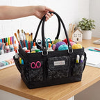 Everything Mary Deluxe Store & Tote Organizer – Black & White Floral Craft Bag with Handle – Collapsible Storage for Scrapbooking, Sewing, DIY Tools & Art Supplies - Image 4