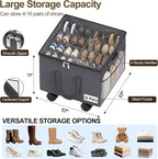 2 Pack Large Shoe Organizer for Closet, 32 Pairs Shoe Storage Box Grey - Image 4
