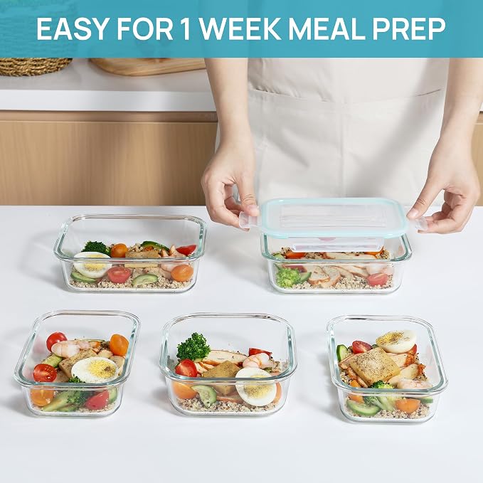 Vtopmart 8 Pack Glass Food Storage Containers with Airtight Lids - Image 6