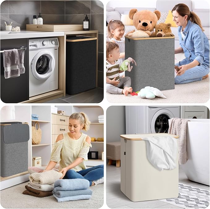 BALEINE 70L Laundry Hamper with Lid, Large Laundry Basket Bin - Image 7
