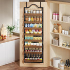 8-Tier Pantry Door Organizer, Over the Door Pantry Organizer with Wooden Adjustable Baskets, 2 IN 1 Spice Rack Wall Mount or Door Organizer, Door Spice Rack for Pantry（72.6×17.1×5.1in,Black) - Image 6