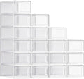 SONGMICS Shoe Boxes, Clear Plastic Sneaker Box, Pack of 18 | Stackable Shoe Storage Organizers, for Closet, 13.1 x 9.1 x 5.6 Inches, Transparent and White, DENNYS Collection ULSP18SWT by Unknown