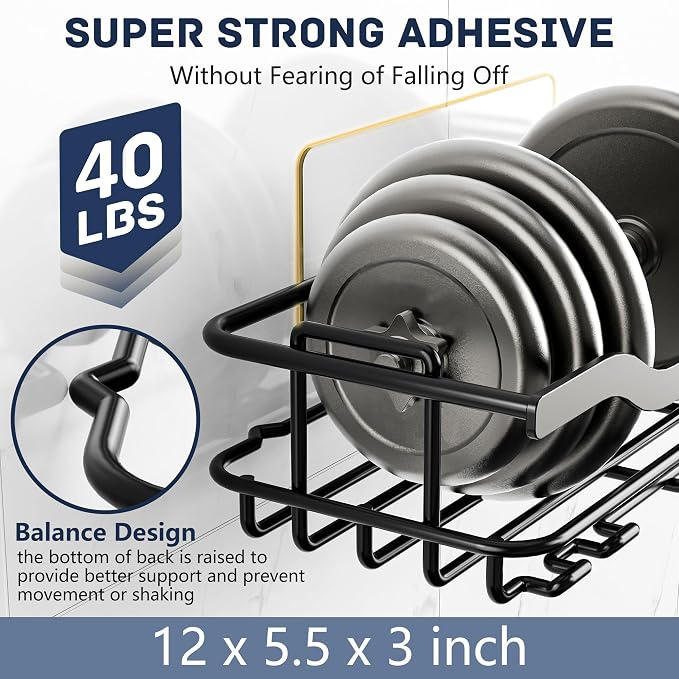 OMAIRA 3-Pack Shower Caddy with Soap Holder, Adhesive Rustproof No-drill Strudy Loading Inside Shower Organizer Shelves Rack Storage Bathroom Organization for Smooth Wall Glass Tile, Black (XX-Large) - Image 5