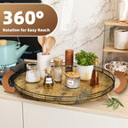 Lazy Susan Turntable Organizer for Table Top, 21’’ Round Wooden Lazy Susan for Cabinet Kitchen Countertop Pantry Dining Coffee Table for Condiments Spices, Rustic Bathroom Vanity Tray for Soap Candle - Image 3
