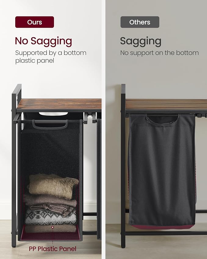 VASAGLE Laundry Hamper with Shelf, 2 Pull-Out Bags, 2 x 12.1 Gallons (46 L) - Image 5