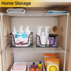 ALOCEO 2 Pack Storage Stackable Kitchen Laundry Organizers with Bamboo Top, Large Trash Bag Holder and Small Garbage Bag Dispenser for Countertop Organization - Image 5