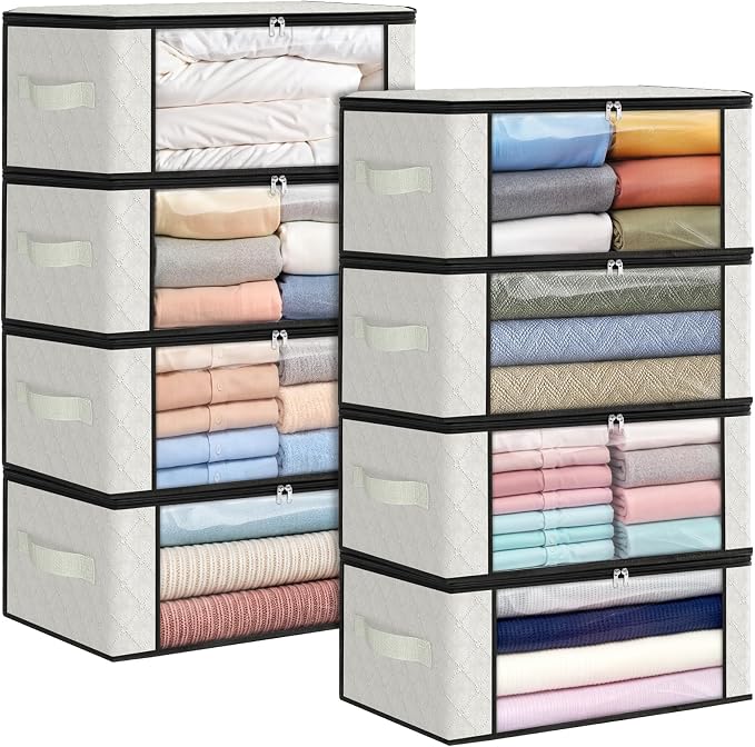 Fab totes 35L Closet Organizers, Foldable Under Bed Storage Containers | Storage Bags with Zippers,Window and Handles for Organizing Bedroom, Closet, Clothing,Organization with Handle by Fabtotes