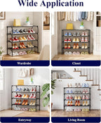 Kitsure Shoe Rack - Non-Woven Shoe Rack Shelf, Shoe Organizer for Closet, Entryway, Garage & Corridor, Stackable Shoe Shelves, X-Large, Black | Shoe Organizer for Closet, Entryway, Garage, Stackable Shoe Shelves, college dorm&apartment essentials - Image 9