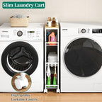 4-Tier Slim Utility Rolling Laundry Cart with Wheels, Easy to Assemble - Image 3