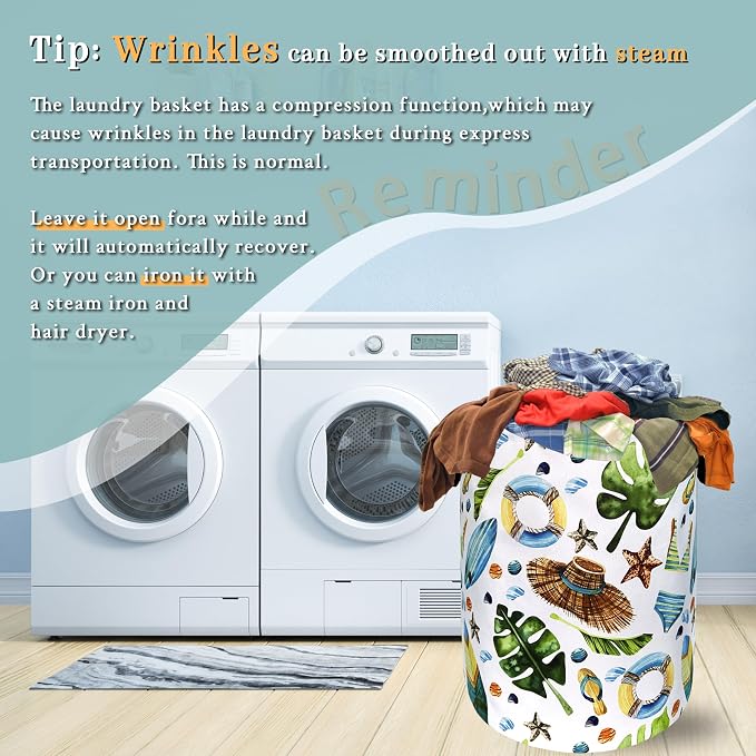 Funny Hawaii Print Laundry Basket Oxford Cloth Foldable Hamper 18.9x16.5 In - Image 6