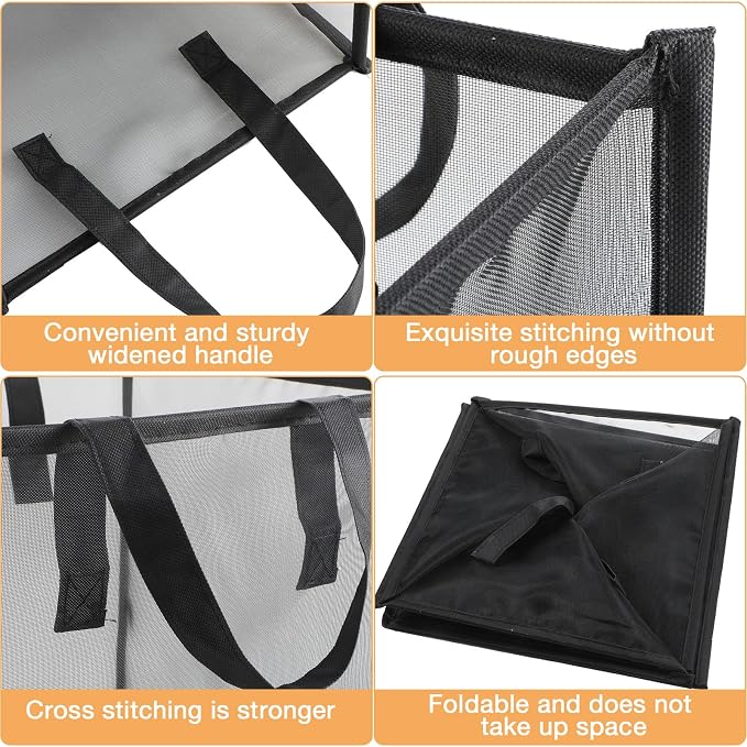 Zopeal 6 Pack Collapsible Mesh Laundry Basket, Black, Single-layer - Image 3
