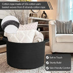 INDRESSME XXXLarge Woven Rope Blanket Basket Living Room Black, 90L - Image 2