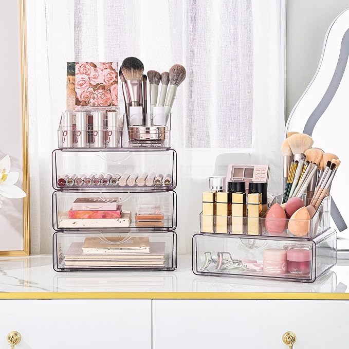 Vtopmart 3 Tier Clear Makeup Organizer with 2 Drawers - Image 8