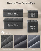 SONGMICS 30 Inches Folding Storage Ottoman Bench, Load 660 lb | Ottoman Foot Rest, Storage Chest, for Living Room, Entryway, Slate Gray and Ink Black, MINOTA Collection ULSF47K - Image 8
