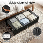 Yecaye 60 L Under Bed Storage with Wheels, 2 Pack Under Bed Storage Containers with Clear Window & Label, Rolling Under bed Shoe Storage organizer for Clothes, Shoes, Black - Image 5
