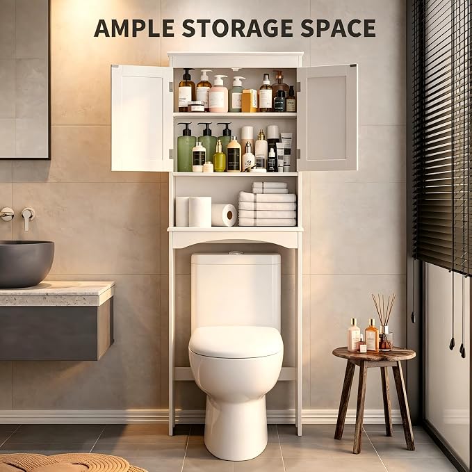 Bealife Over The Toilet Storage Cabinet with Open Shelf - White - Image 4