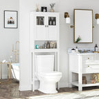 Spirich Bathroom Over the Toilet Storage Cabinet with Glass Doors, White - Image 4