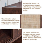 LEYAOYAO 68" Boho Over the Toilet Storage Cabinet with Rattan Sliding Door - Image 4