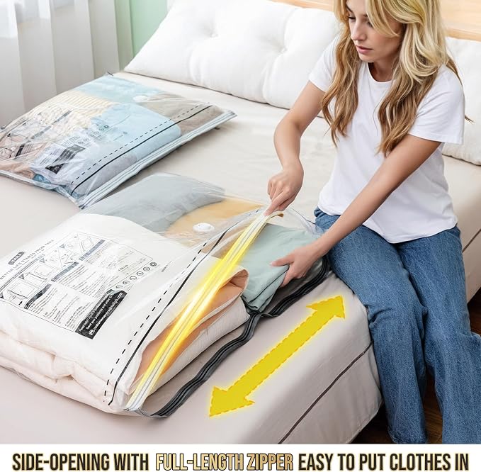 TAILI 12 Pack Vacuum Storage Bags, Jumbo LONG SIDE ZIP(39x28 inch), Clear - Image 2