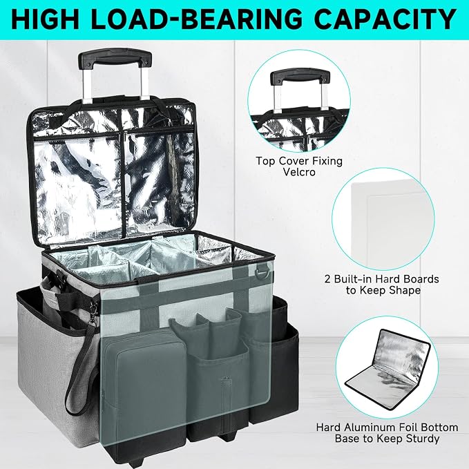 Cleaning Cadddy Bag with Rolling Cart, Large Cleaning Bag with Wheels - Image 4
