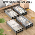 Under Bed Storage Containers with Wheels Large Underbed Shoes Blankets Clothes Toy Storage Drawers for College Dorms Bedrooms Nursery Rooms Organization (Grey 2 Pack, 7.5in height(36"x16.6"x7.48")) - Image 6