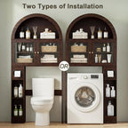 Over the Toilet Storage Cabinet with Arched Top, 68" Tall, Dark Walnut - Image 6