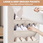 STORAGE MANIAC Over the Door Shoe Organizer with Curtain Dustproof Heavy-Duty Large Deep Pocket Hanging Shoe Organizer for Closet Dorm & Narrow Door Storage Shoe Holder Shoe Rack, 7-Shelf Beige 1 Pack - Image 6