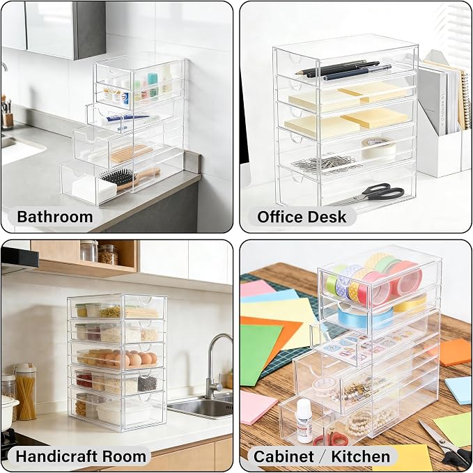 Prsildan Hair Accessories Organizer Acrylic Drawer with 5 Small Drawers - Image 5