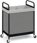STORAGE MANIAC Rolling Laundry Hamper with Wheels 2-Section Laundry Sorter Rolling Laundrys Basket on Wheels with Removable Bag Clothes Hamper Laundrys Organizer Cart Bathroom Bedroom 100L Grey by STORAGEMANIAC