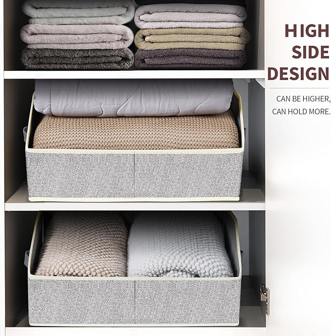 Homsorout Closet Organizers Bins 18 Packs - Large Closet Shelf Organizer with Handles, Fabric Trapezoid Storage Bins, Collapsible Storage Cubes for Clothes, Towels, Light Gray - Image 5