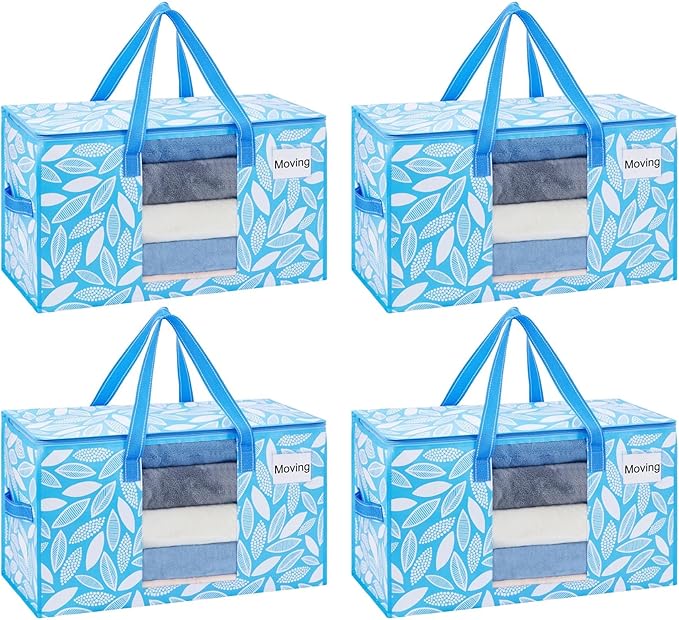 VENO Moving Bags, Wide Open Top, Clear Window, Spring Breeze, 4 Pack by Veno