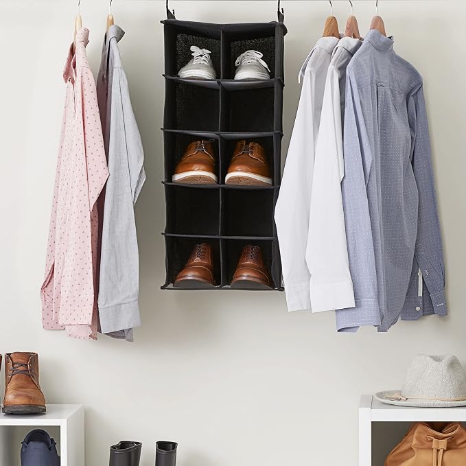 Household Essentials 10 Pocket Hanging Shoe Closet Organizer with Hooks - Image 2