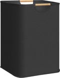 STORAGE MANIAC 1-Pack Large Laundry Hamper, 100L (26.4 Gal) Collapsible Laundry Basket with Bamboo Handles, Freestanding Waterproof Clothes Hamper for Laundry Room, Bedroom, Dorm, Towels, Black by STORAGEMANIAC