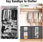 SpaceTrove Clothes Storage Bags, 8-Pack Comforter Blanket Organizers, 80L Large Capacity Containers with Visual Window for Clothing, Quilt, Sheet, Pillow, Closet Organization for Bedding (Grey) - Image 4