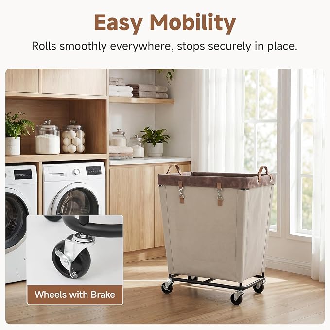 StorageWorks 210L Laundry Basket with Wheels, Rolling Hampers for Clothing - Image 3