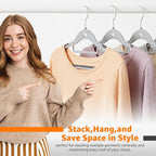 Plastic Hangers 20 Pack, Cascading Slim Space Saving Clothing Hangers with 360° Rotating Hook, Non Slip Clothes Hangers for Sweater Shirt, Heavy Duty Coat Hanger with Inner Hook for Closet, Grey/Grey - Image 7