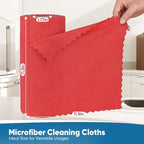 Orighty Microfiber Cleaning Cloths, 75 Sheets Shop Towels, Reusable Paper Towels Shop Rags, Washable Microfiber Towel Roll Cleaning Rags for Cars, House, Kitchen, 11.5’’ x 11.5’’, Red - Image 4