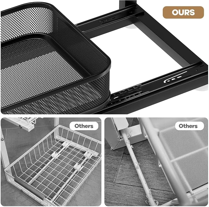 2-Pack 21.3 IN Depth Under Sink Organizer With Next-Gen Ball-Bearing Slides,Sophisticated Mesh 2-Tier Pull Out Shelf for Kitchen & Bathroom,Fits Small Items-Black - Image 3
