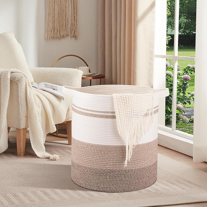 OIAHOMY 120L Laundry Baskets Hamper with Handles, Decorative Basket for Living room, Woven Storage Basket for Toys Bin,Pillows, Blankets, Clothes-20x22.5in-Gradient Yellow - Image 3