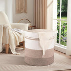 OIAHOMY 80L Laundry Basket Laundry Hamper Nursery Hamper White&Gray - Image 2