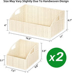Pantry Baskets for Organizing, Wicker Storage Basket Beige - Image 7