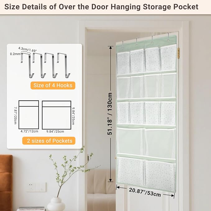 16 Pockets- Over Door Hanging Storage Organizer with 4 Kinds Pouch,Behind Closet Hanging Shelf Holder for Sock,Hat,Underwear,Travel Outfit,Shoes,Back of Door Space-saving Organization for Home,Dorm,RV - Image 7