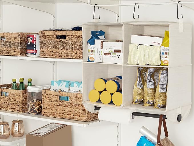 StorageWorks Hanging Closet Organizer with Rod, 4 Sections, 2 Tiers, White | Maximize Closet Space with 4 Open Sections and Built-in Rod for Hanging Clothes Below - Image 6